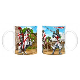 mug motif chevalier en action