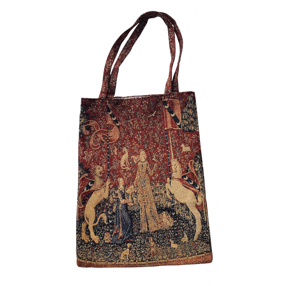 Sac textile à motifs de dame licorne en coton et polyester Sac textile à motifs de dame licorne en coton et polyester