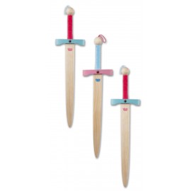 assortiment d'épée en bois princesse grand modèle 52 cm avec cordelette colorée