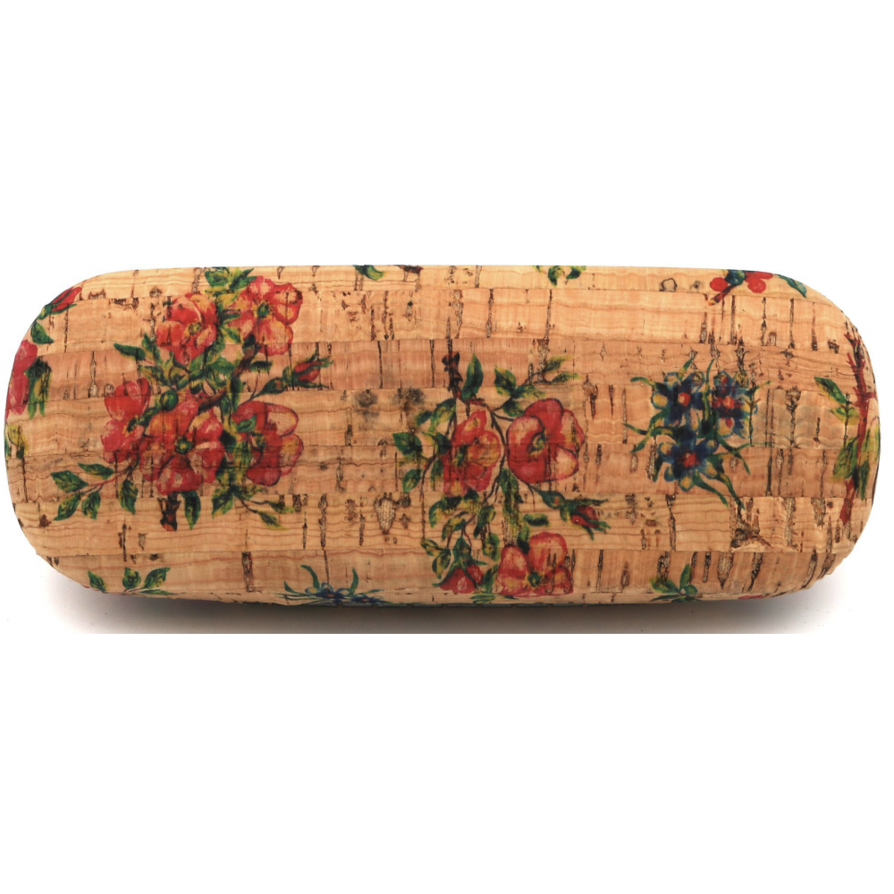 Étui à lunettes en liège naturel avec motifs floraux Étui à lunettes en liège naturel avec motifs floraux