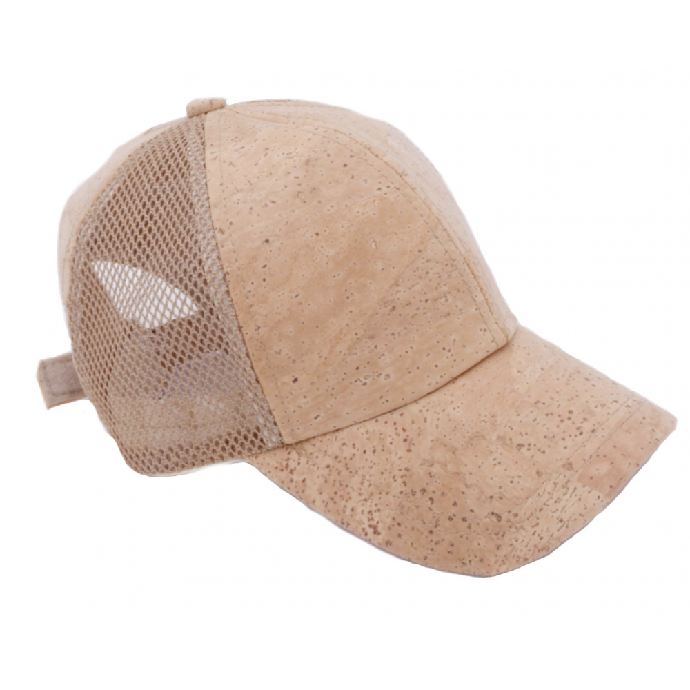 Casquette en liège naturel et filet arrière. Casquette en liège naturel et filet arrière.