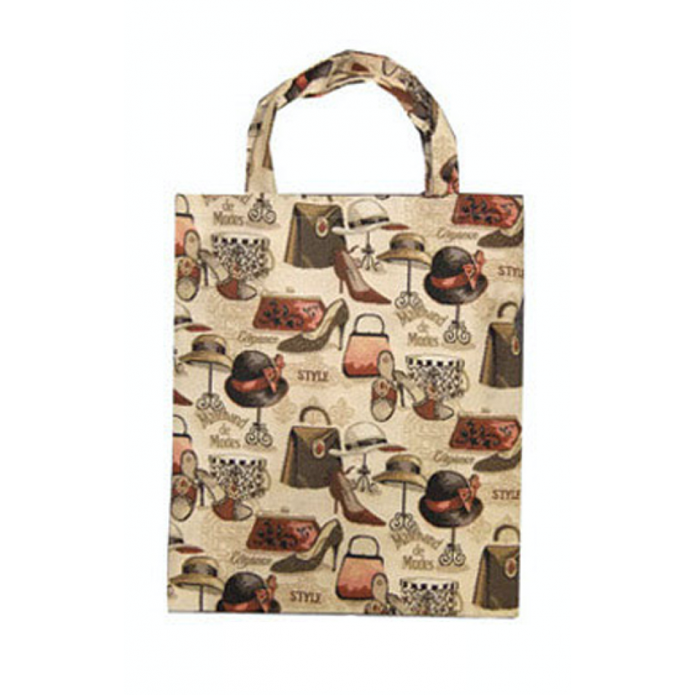 Sac textile effet tapisserie aux motifs "Mode: accessoires, maroquinerie" Sac textile effet tapisserie aux motifs "Mode: accessoires, maroquinerie"