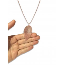 Collier Feuille Véritable Trempée Rosée démonstration transparence