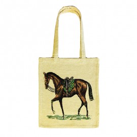sac textile effet tapisserie avec un motif de cheval