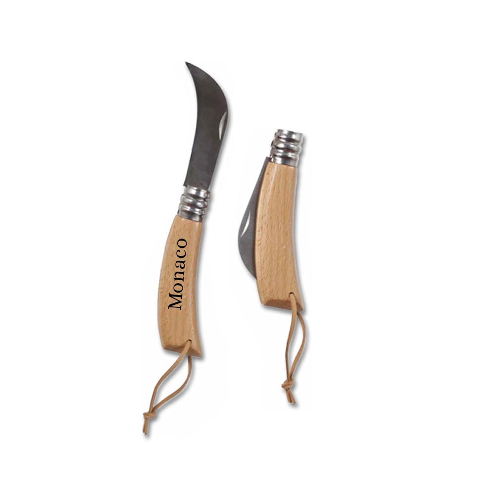 couteau serpette naturel avec manche en bois personnalisable