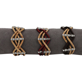 3 bracelets en liège naturel composé de 4 bandes rondes de liège
