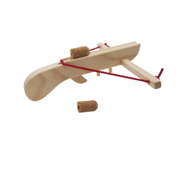 arbalète en bois naturel avec bouchons lièges