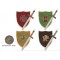 set médiéval assortiment de 4 modèles et coloris : rouge, vert, jaune et marron avec symbole en relief
