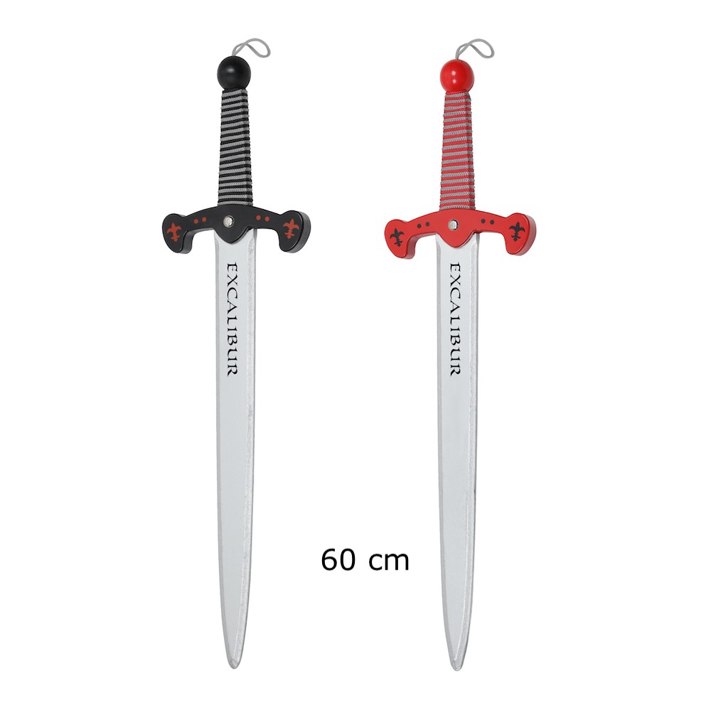 épée en bois façon lame argentée, type Excalibur de 60cm. épée en bois façon lame argentée, type Excalibur de 60cm.