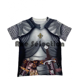 t-shirt avec impression réaliste d'une armure de chevalier. face avant.