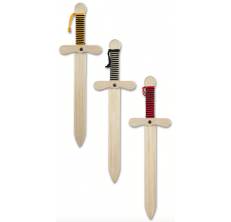 assortiment épées en bois poignée colorée modèle médium