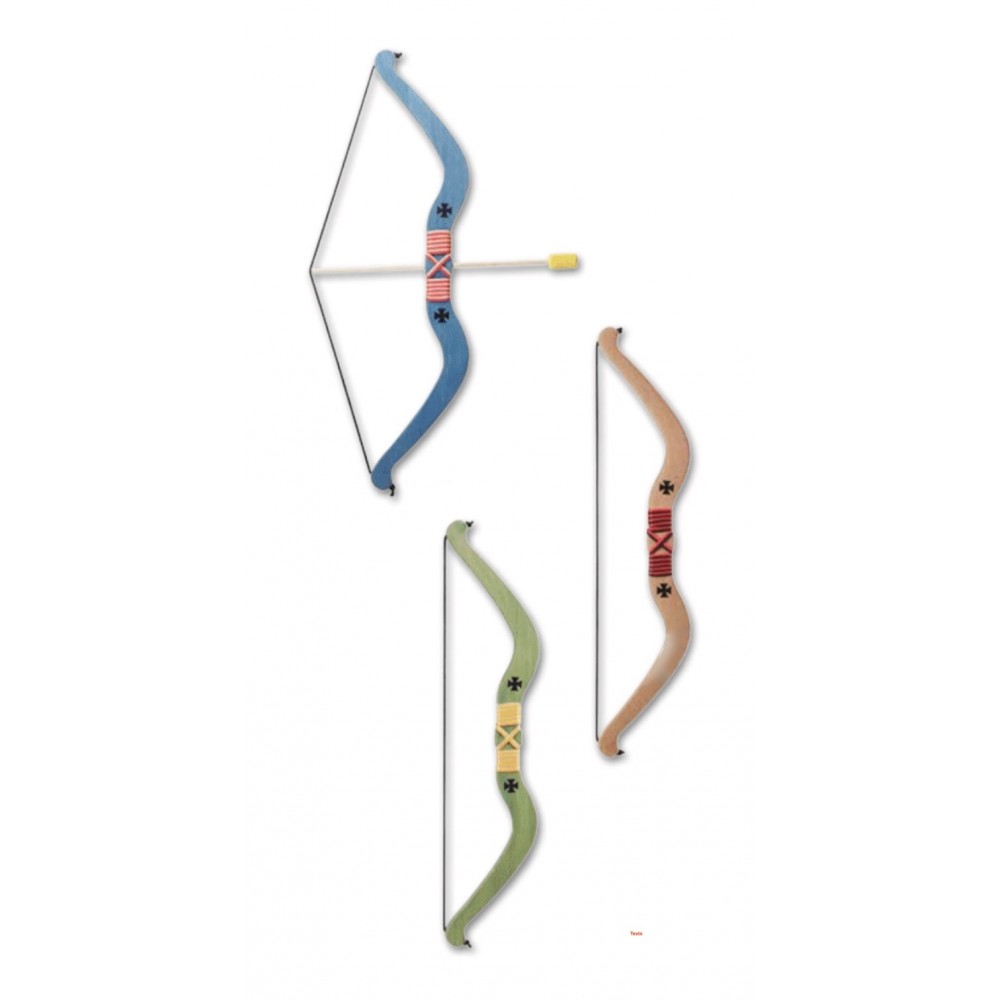 Assortiment de 3 arcs colorés motif templier avec flèche en bouchon liège Assortiment de 3 arcs colorés motif templier avec flèche en bouchon liège