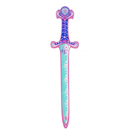 épée en mousse type licorne de 54 cm rose, violet et turquoise.