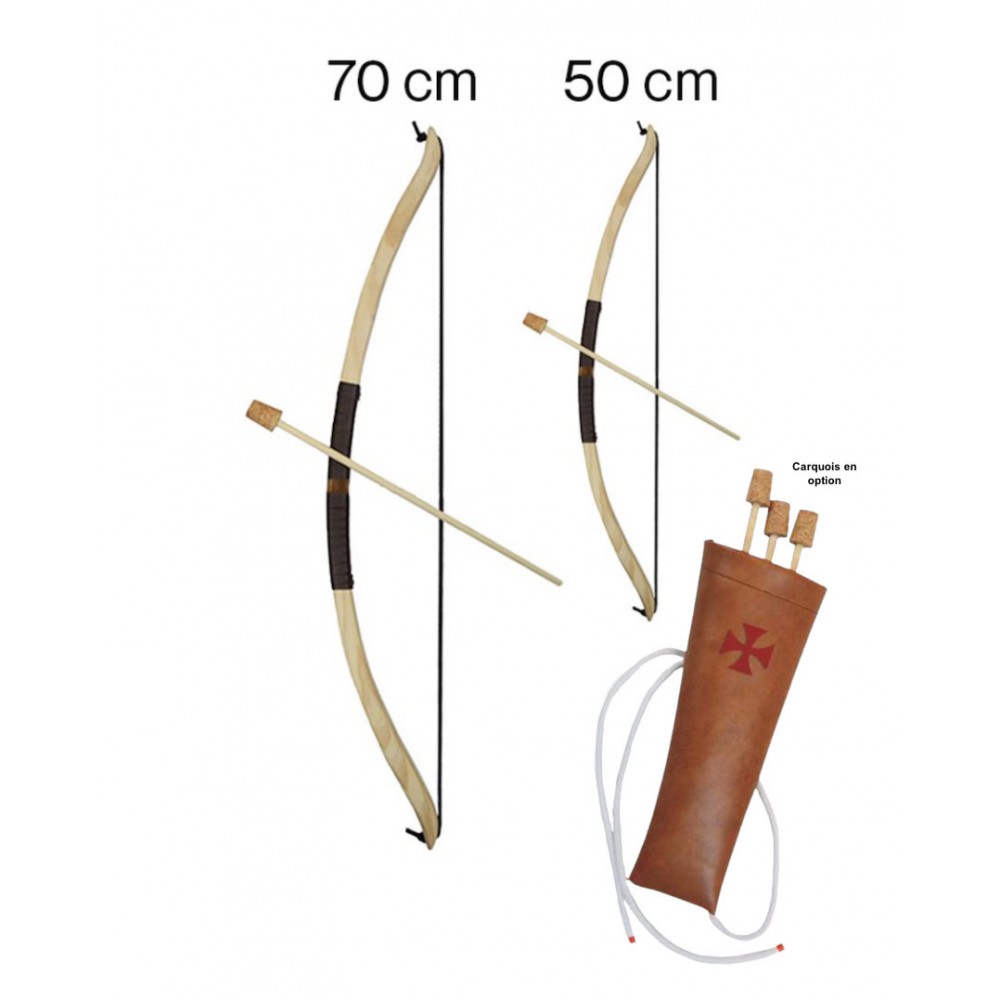 Grossiste jouets francais - Arc en bois massif poignée simili cuir