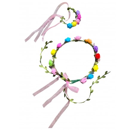 Couronne fleur Princesse avec son bracelet assorti