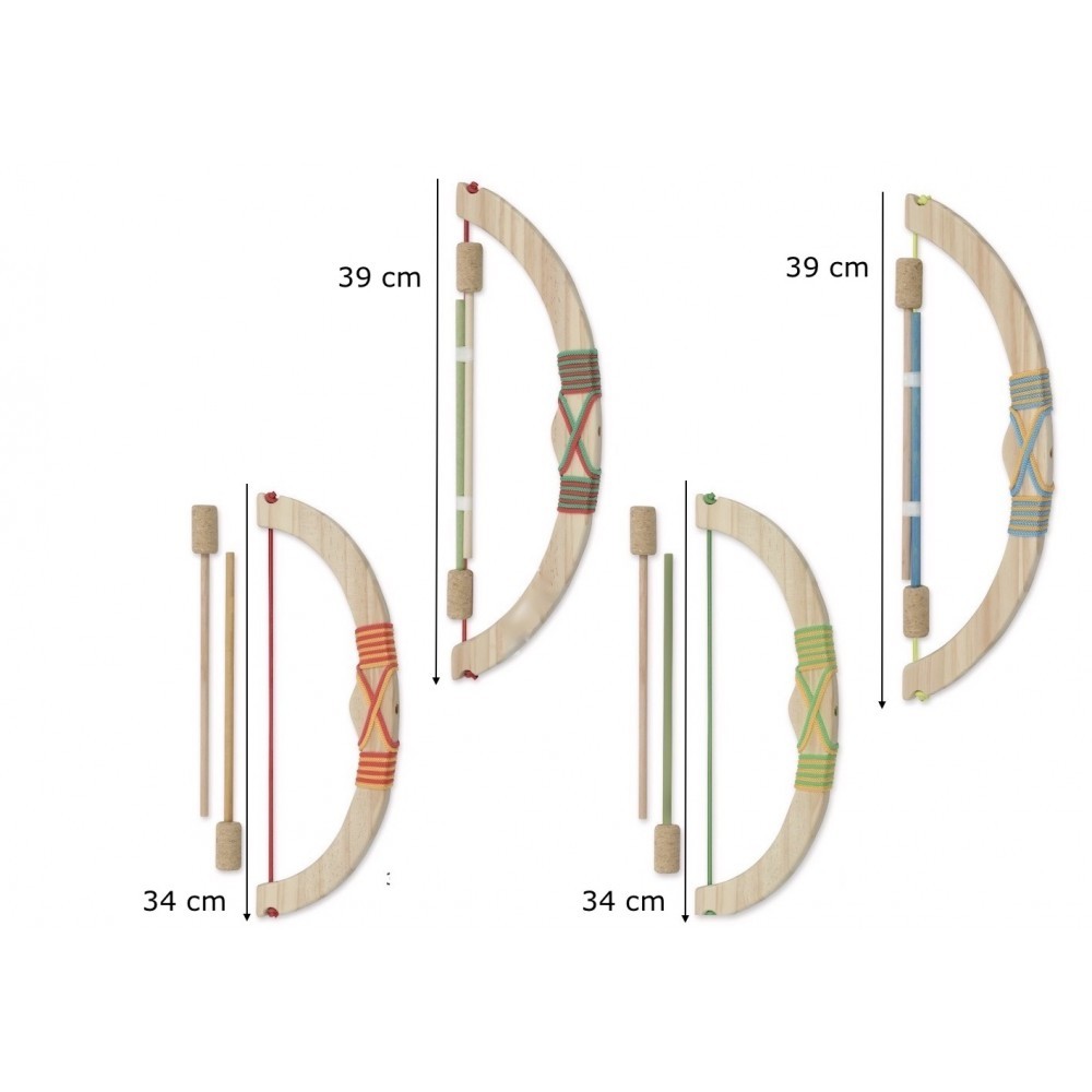 Assortiment d'arcs 34cm ou 39cm + 2 flèches